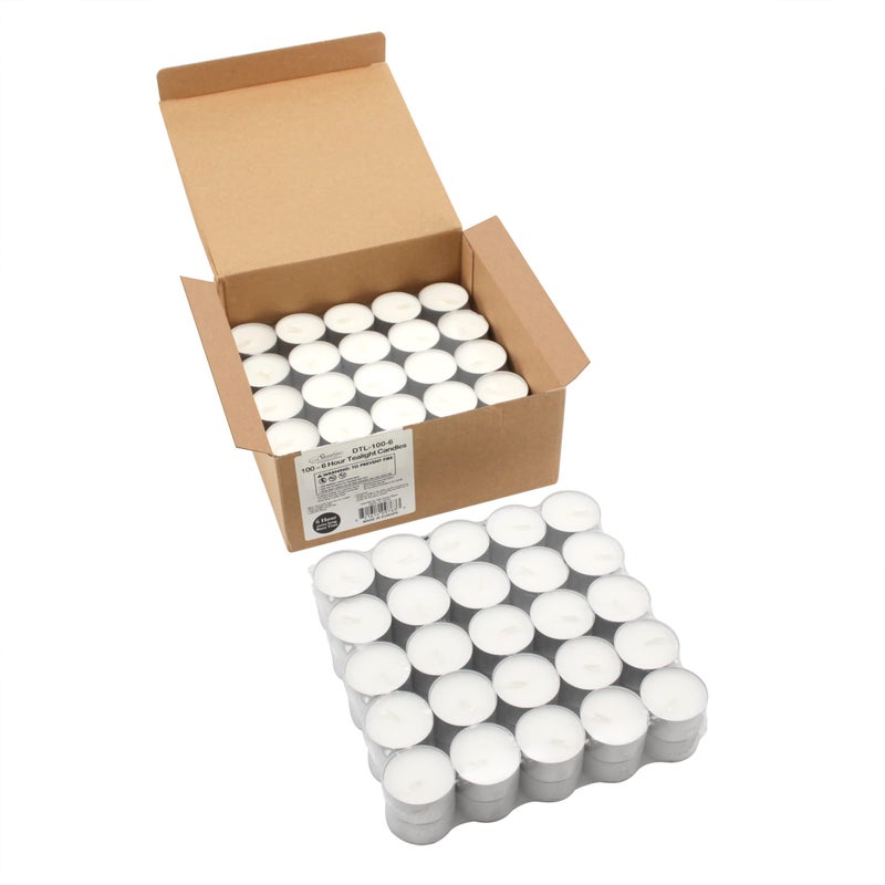 Stonebriar Unscented Long Burning White Tealight Candles, Bulk Pack, 6-7 Hour Burn Time, Smokeless Tealights for Parties, Weddings, Home, 100 Count - Image 5